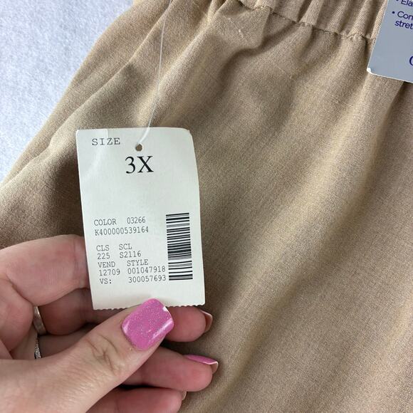 Catherines Refined Beige Pull-On Pants Size 3X Straight Leg Flat Front NWT READ - Picture 8 of 14